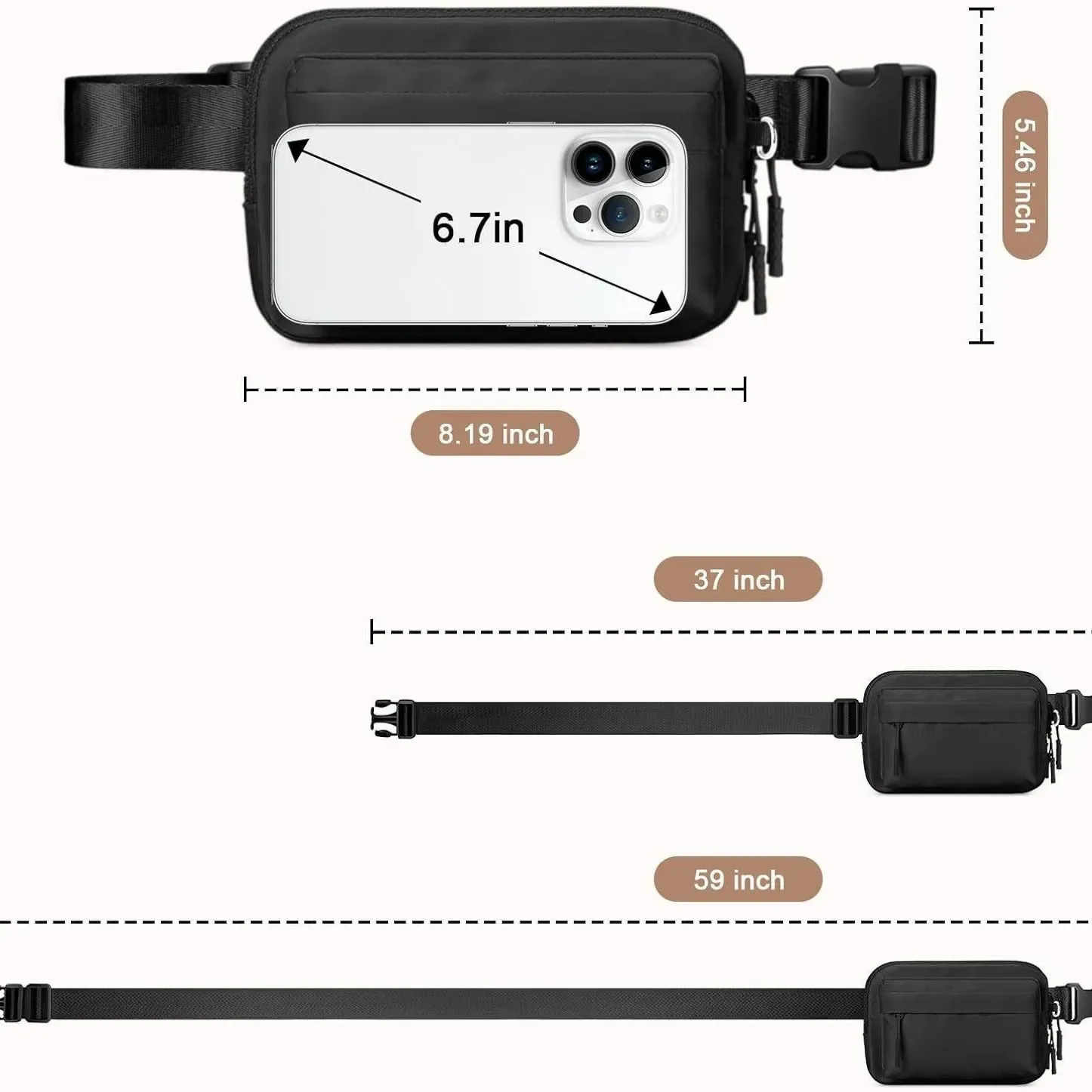 Waterproof Outdoor Sports Waist Bag - Solid Color Versatile Crossbody Bag for Travel, Running, and Chest Pack.