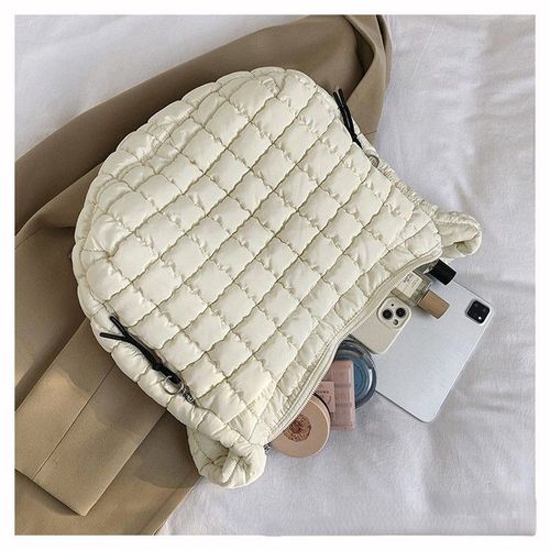 Fashion Pleated Cloud Bag  Shoulder Crossbody Tote Bag with Two-Way Zipper, Large Capacity, Made of Down Cotton Fabric