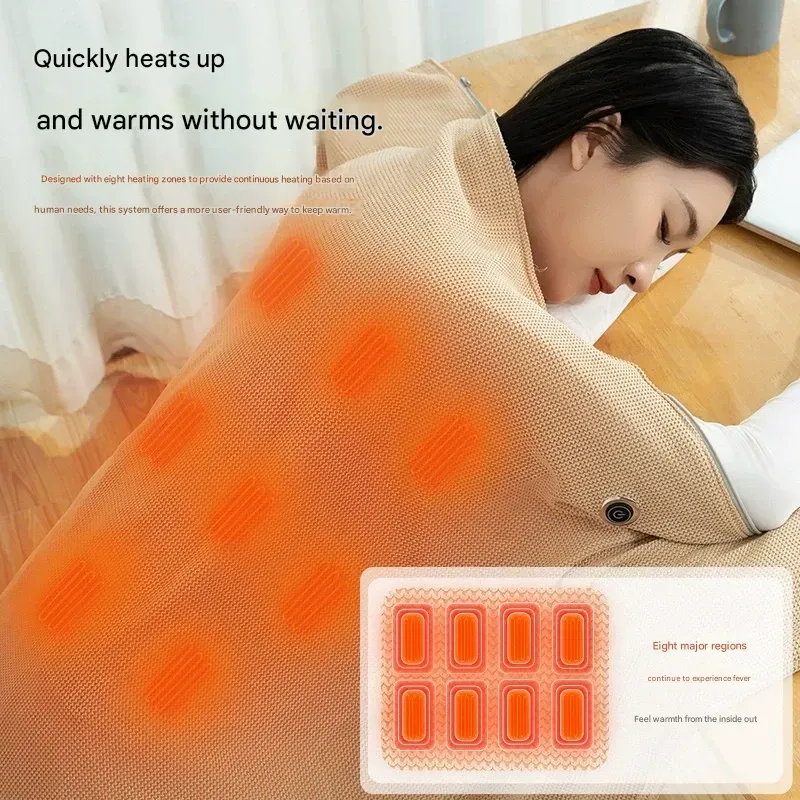 Portable Electric Heated Shawl  Mobile Charging Heating Blanket for Warmth  Washable Wearable Compact Home & Outdoor Blanket