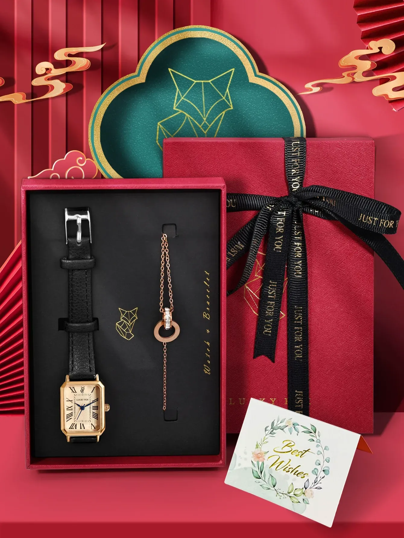 TOMI Watch with Bracelet Set  Minimalist Retro Watch and Bracelet Gift Box Includes Greeting Card  The Perfect Gift Choice