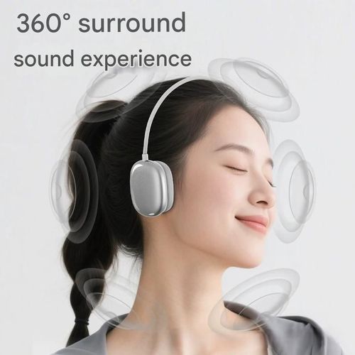 New Wireless Bluetooth Headphones Over-Ear  Compact Earphones, Minimalist and Stylish Photo Prop
