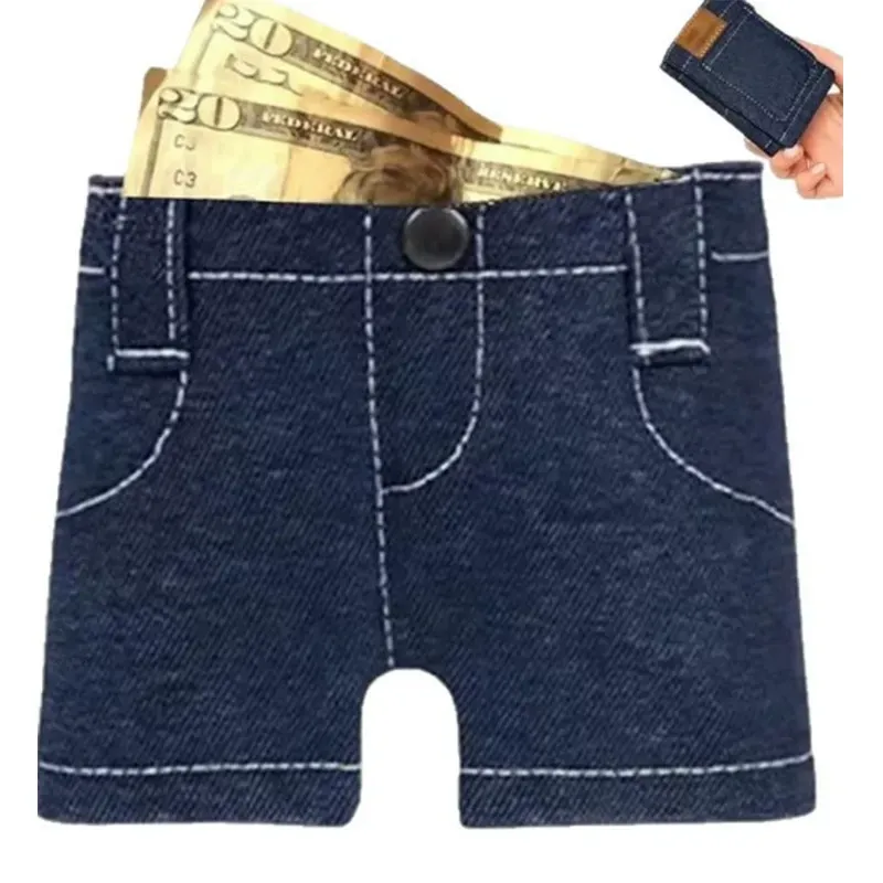 Mini Jeans Wallet, Foldable Jeans-shaped Coin Purse & Card Holder
