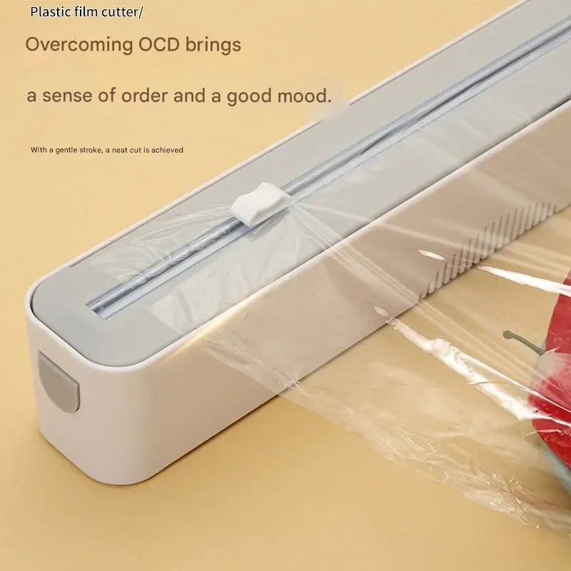 Magnetic Kitchen Plastic Wrap Cutter with Bidirectional Tightening Slide Blade
