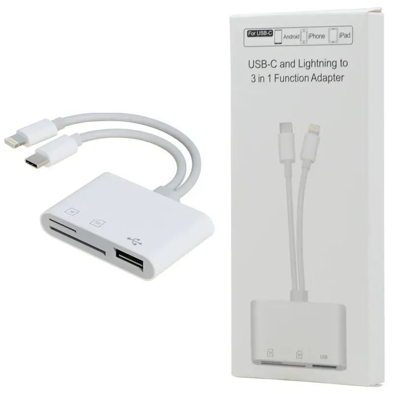 All-in-One Card Reader - SD + TF + USB Memory Card, Type-C Compatible with Huawei and Apple Phones