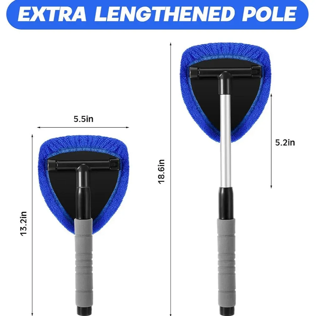 Glass Car Defogger Brush  Windshield Cleaning Brush  Telescopic Window Brush with Microfiber Wiper