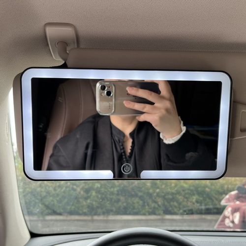 Vehicle Makeup Mirror - HD Sun Visor for Passenger Seat, Vehicle LED Three-Color Adjustable Vanity Mirror