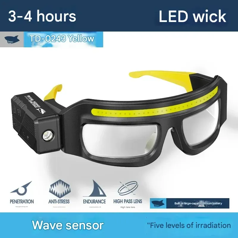 Strong Light Illumination Glasses  Outdoor Cycling Night Fishing Glasses Light  Windproof Work Headlamp