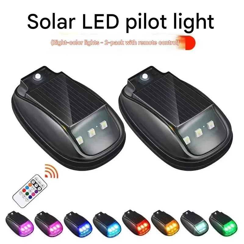 Solar Car Roof RGB Strobe Light with Remote Control, Wireless LED Strobe Lights with 8 Colors, Waterproof, No Drilling, For Motorcycle, Vehicle, Truck Use, Improve Nighttime Driving Visibility