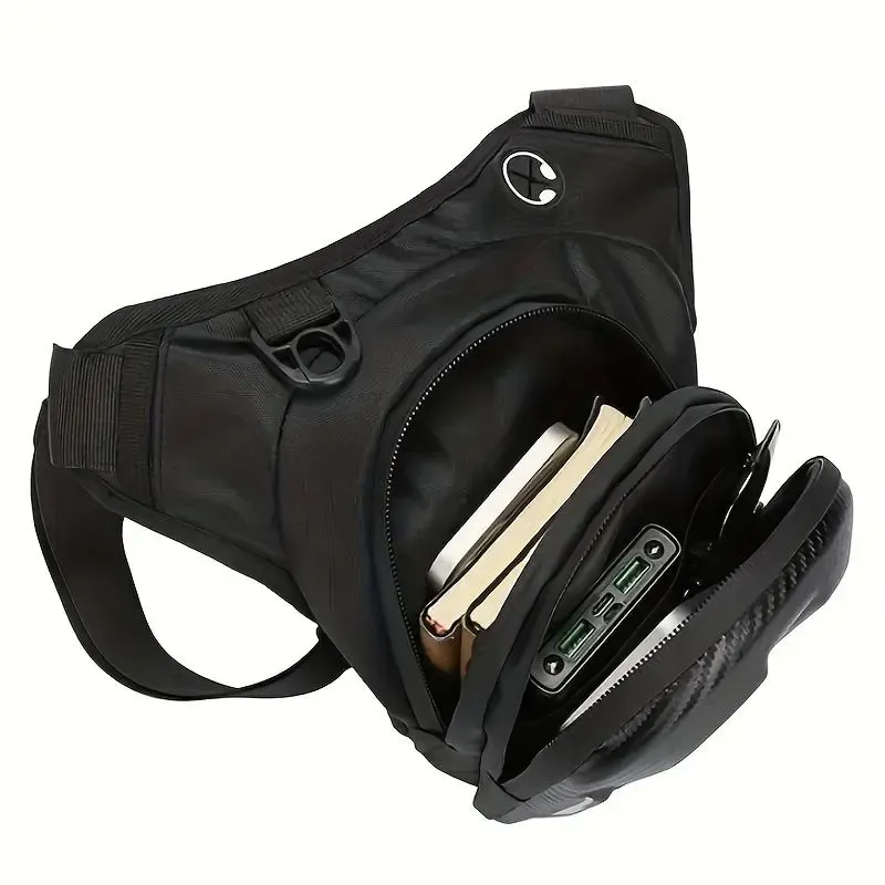 Waterproof Motorcycle Leg Bag, Adjustable Shoulder Strap & Double Zipper Compartment Outdoor Riding Waist Bag, Durable Fabric Bag for Off-road Bikes & Motorcycles