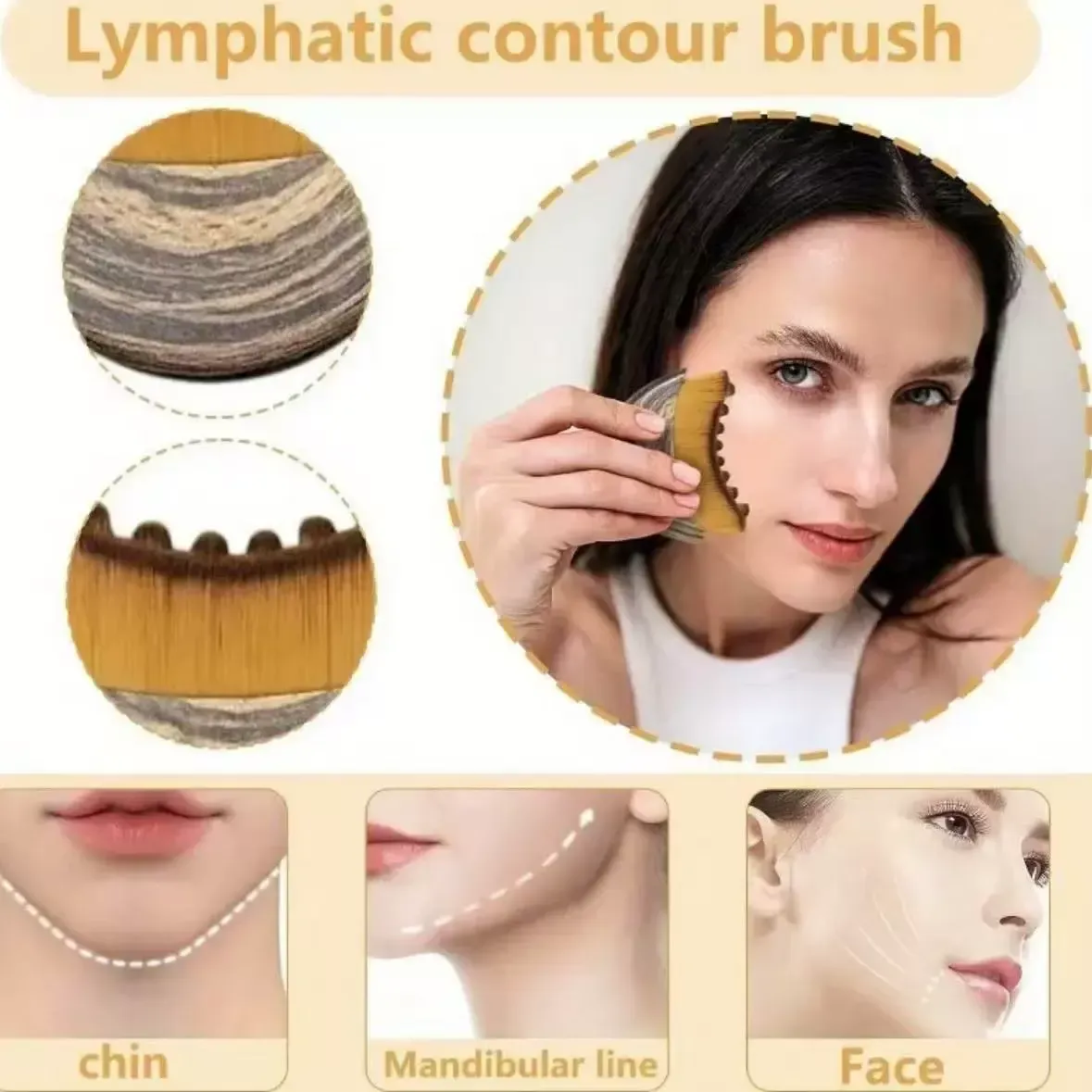 Lymphatic facial contour brush, upgraded eye and neck massage care body brush, lymphatic brush, foundation brush