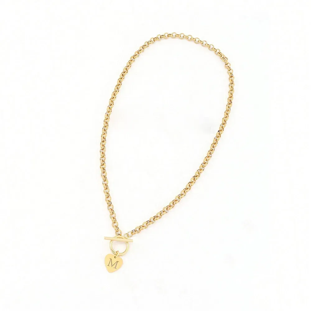 Heart Hollow Out Initial Pendant Necklace, Heart Shaped Necklace, Stainless Steel Chain Necklace for Women with OT Buckle, Elegant Fashion Jewelry for Party, Daily Decor, Trendy All-match & Exquisite Jewelry for Birthday Gift