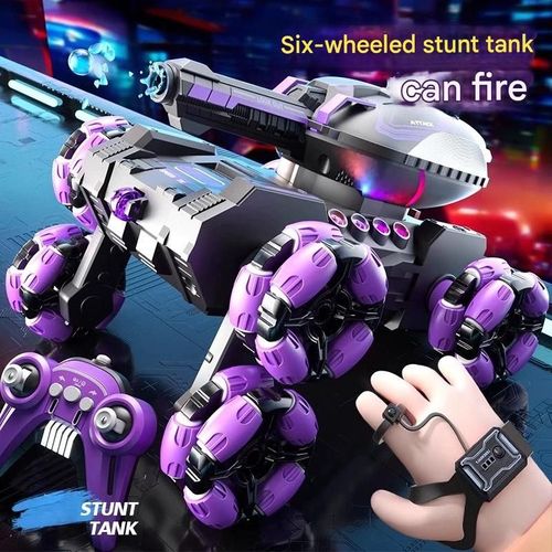 Six-Wheel Stunt Water Balloon Tank  Gesture-Controlled Transforming Off-Road RC Car  Boys' Toys for Kids