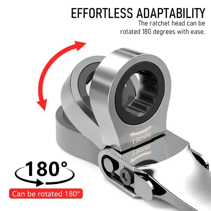 12 in 1 Interchangeable Heads Ratcheting Combination Wrench Set, 8-19mm Metric Flex Head Ratchet Wrench Tool for Mechanic Repair, Tools for Men Gift,Father's Day Gift