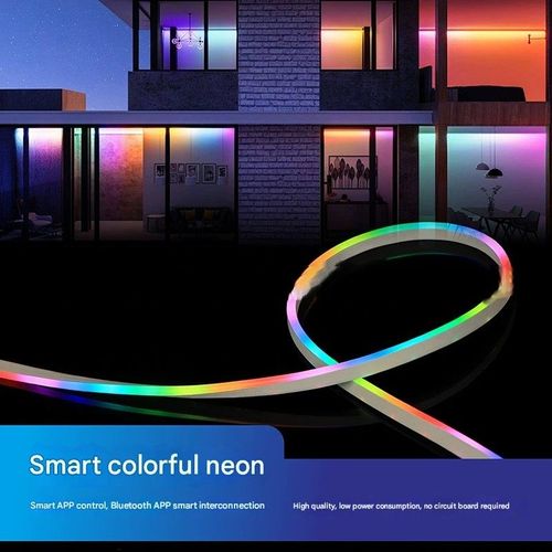 Smart Color-Changing LED Neon Strip Light with Low-Voltage USB Interface, Smartphone App Control and Music-Sync Function for Ambient Lighting