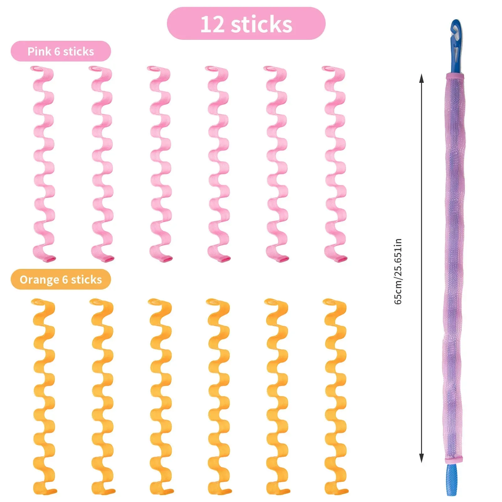 65cm Water Ripple Hair Curler  Braided Mesh Tube Hair Curler