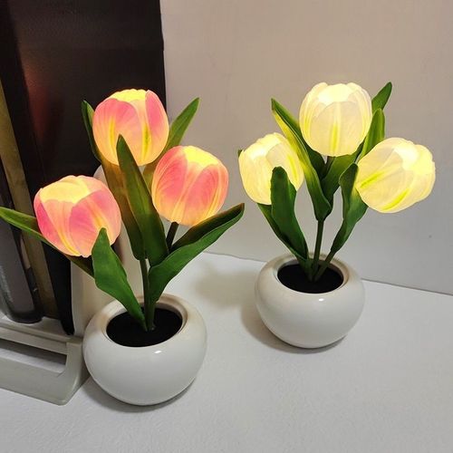 LED Tulip Night Light, Dorm Bedside Decorative Sleep Lamp, Simulated Flower Mood Light