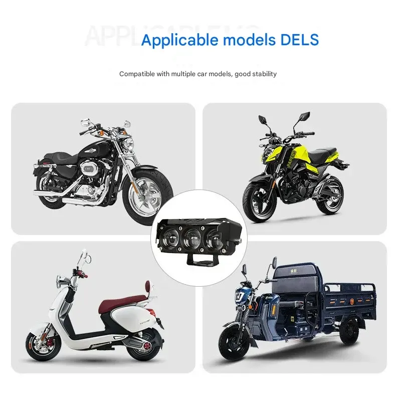 Motorjacket Auxiliary Lights  Dual-Color LED Motorcycle Auxiliary Lights  Waterproof High Low Beam Electric Motorcycle Headlight