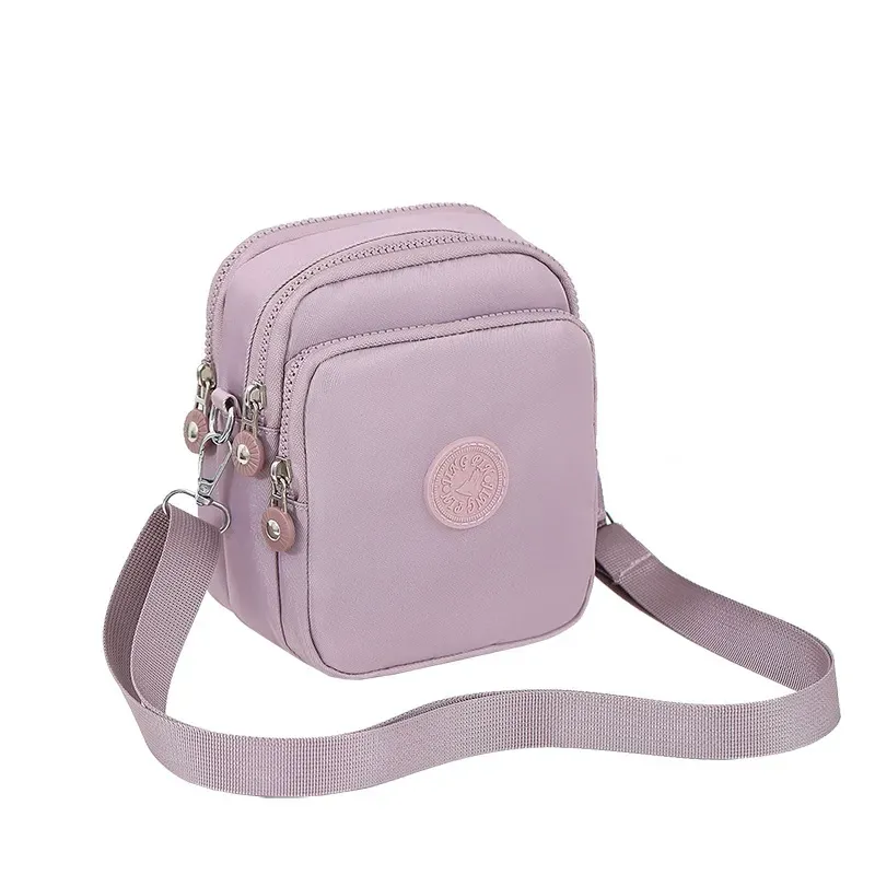 New Nylon Shoulder Bag  Solid Color Crossbody Bag  Multi-Zipper Convenient Outdoor Mom's Small Bag