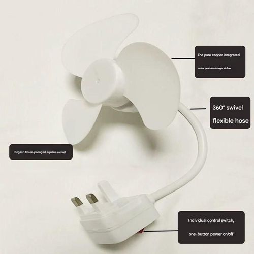 Bestseller Mini Fan – Dormitory Wall Plug-in Small Fan with Switch and Universal Rotating Socket