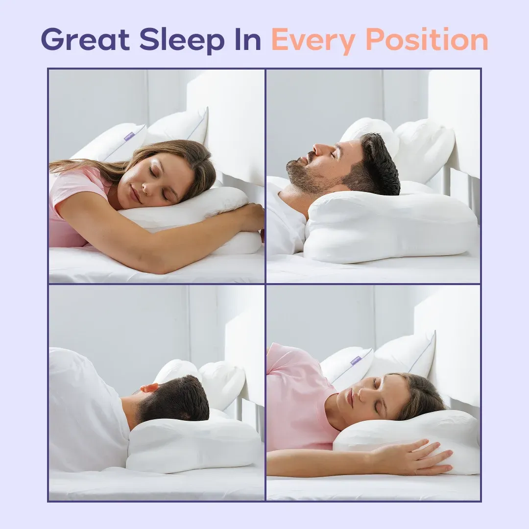 Mellow Sleep | CloudAlign Pillow + FREE Cooling Pillowcase - Ergonomic Cervical Pillow +Dual-Height Memory Foam with Cooling Pillowcase for Side Back & Stomach Sleepers Best Pillow 2026 Awarded