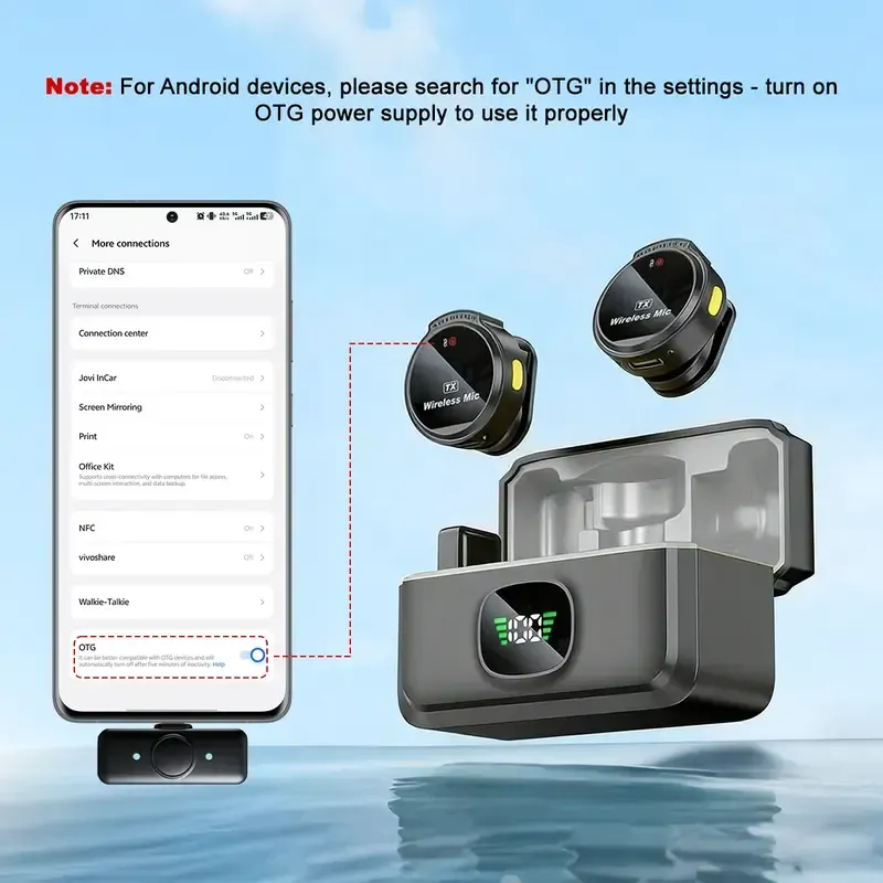 TYPEC  Wireless microphone, button wireless lapel microphone, mobile live streaming sound recording with noise reduction