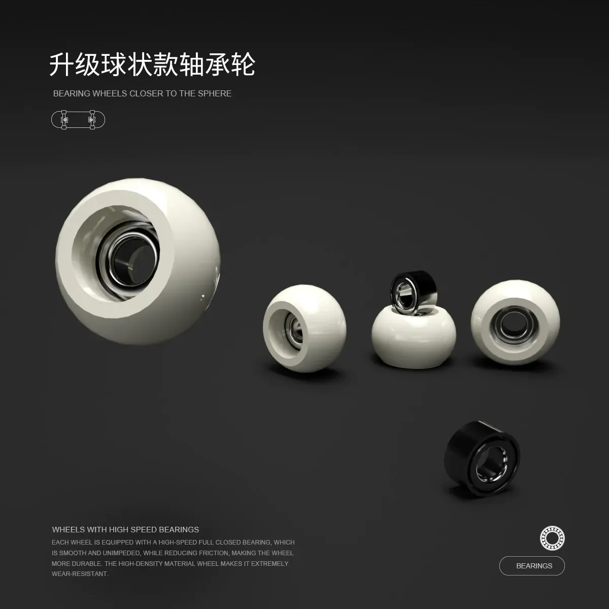 Finger skateboard with bearings, professional-grade five-layer maple fingertip skateboard, stress-relief toy