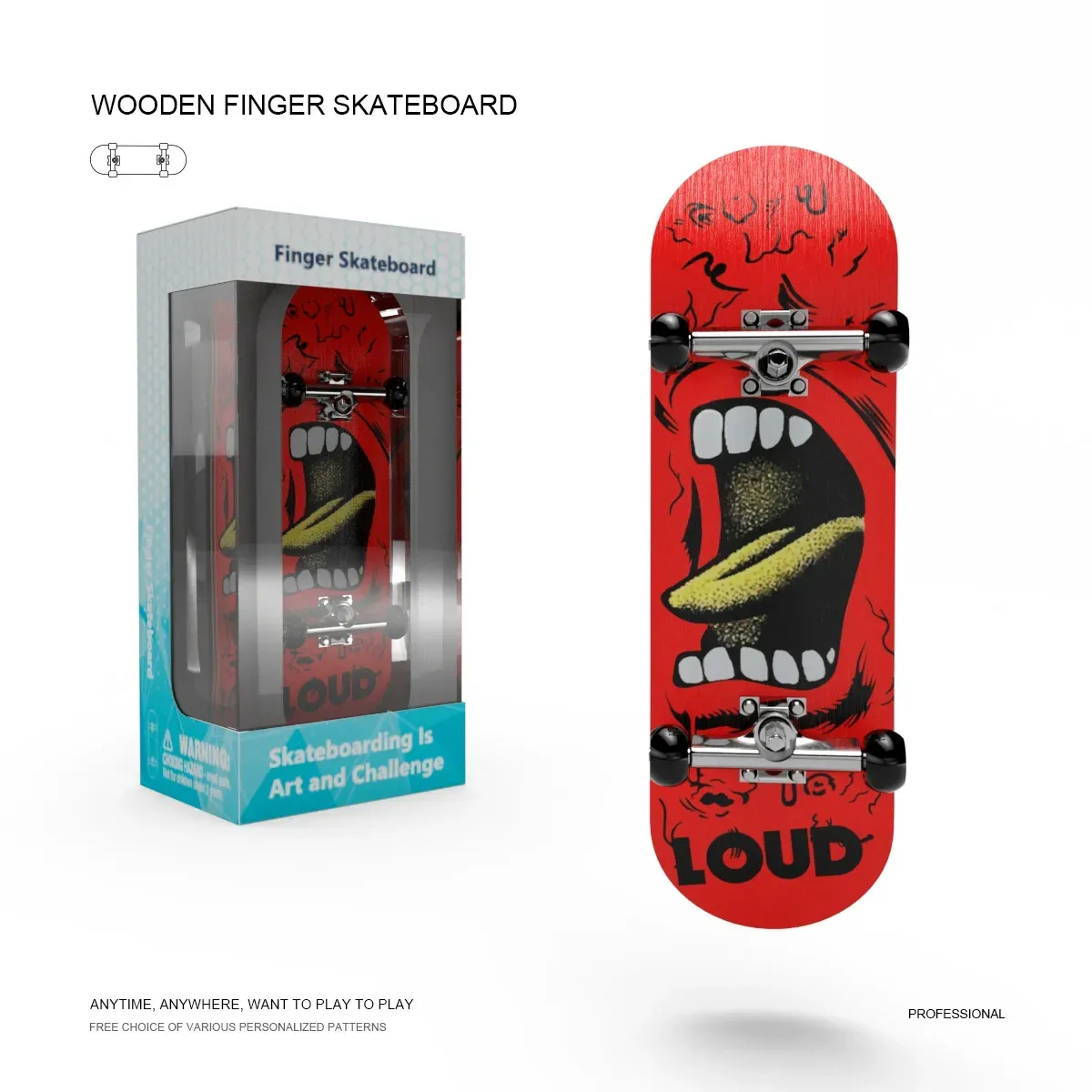 Finger skateboard with bearings, professional-grade five-layer maple fingertip skateboard, stress-relief toy