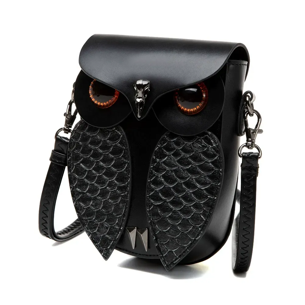 Punk Style Women's Shoulder Crossbody Bag  Creative Snake Pattern Patchwork Anchor Owl Handbag & Crossbody Bag