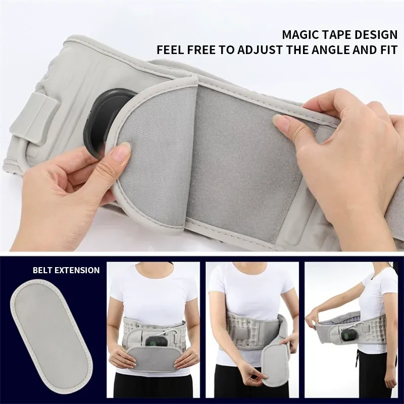 New model multi-functional red light electric heating massage belt — lumbar therapy inflatable support belt with airbag for waist protection.