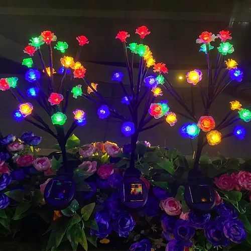 Lotus and Rose Solar Flower Stake Lights - Decorative Floral Garden Lighting