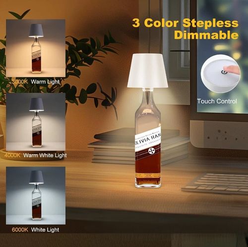 LED Bottle Charging Table Lamp - RGB Bar Recessed Mood Light Creative Restaurant Night Light with Bottle-Shaped Lamp Head