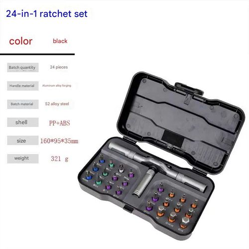 Popular 24-in-1 Ratcheting Screwdriver & Wrench Set - High-Hardness S2 Steel Multi-Tool for Home Use