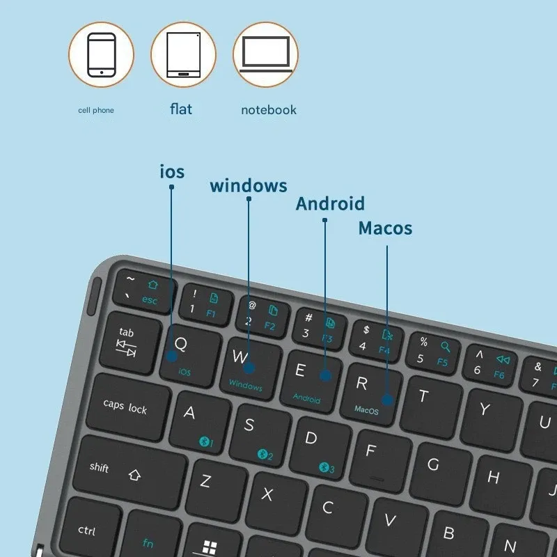 （Tablet not included）Folding Bluetooth Keyboard with Touchpad & Detachable Magnetic Stand for Tablets and Laptops