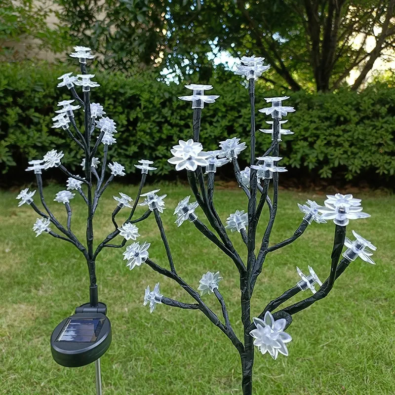 Lotus and Rose Solar Flower Stake Lights - Decorative Floral Garden Lighting