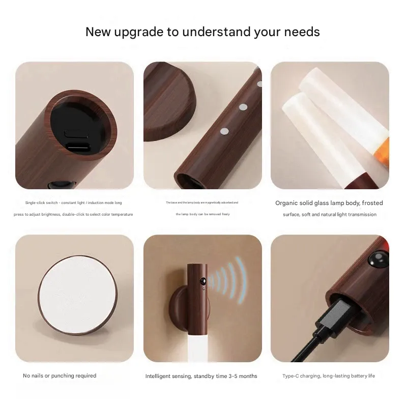 Smart Human Motion Sensor LED Night Light - Creative Desk Lamp, Hallway Light, Rechargeable Wall Light, and Outdoor Emergency Light