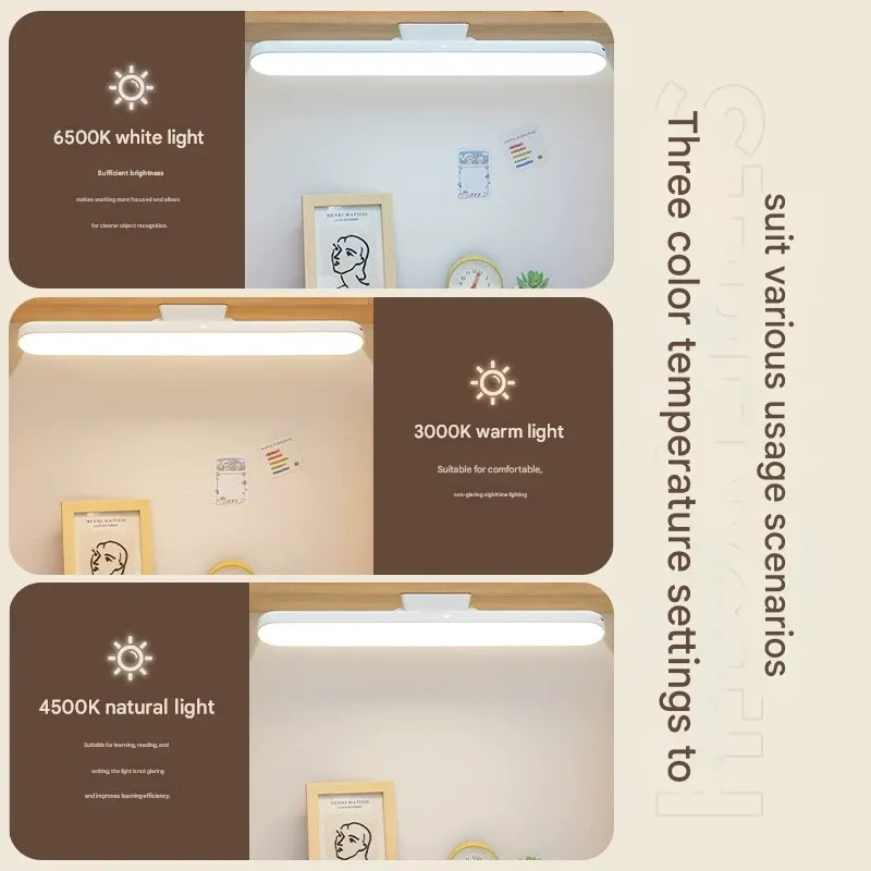 LED Eye-Protecting Rechargeable Reading Lamp  Magnetic Student Study Light  Bedside Night Light