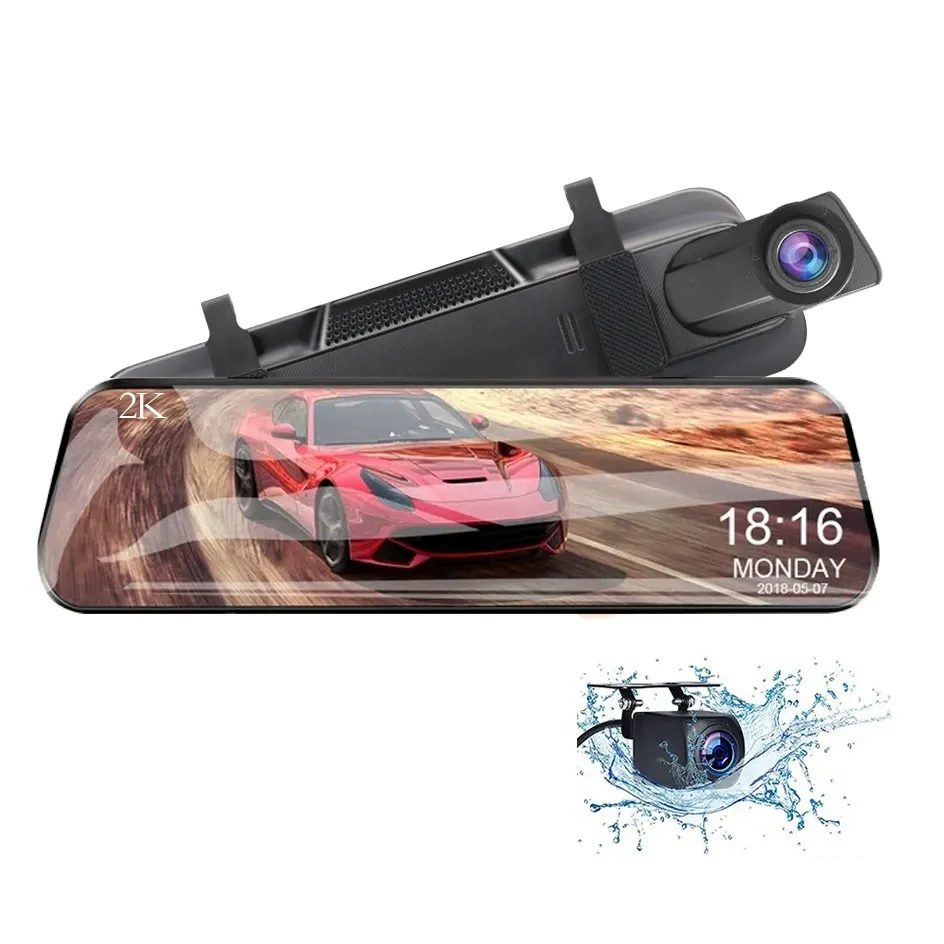 10-Inch Full-Screen ADAS Streaming Media Dash Cam  4K HD Rearview Mirror Dual-Lens with Parking Assistance  Wi-Fi & Mobile APP for Real-Time Video Viewing