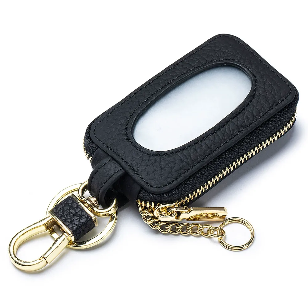 Compact & Stylish Genuine Leather Car Key Fob – Universal Women's Key Pouch, New Home & Auto Key Organizer