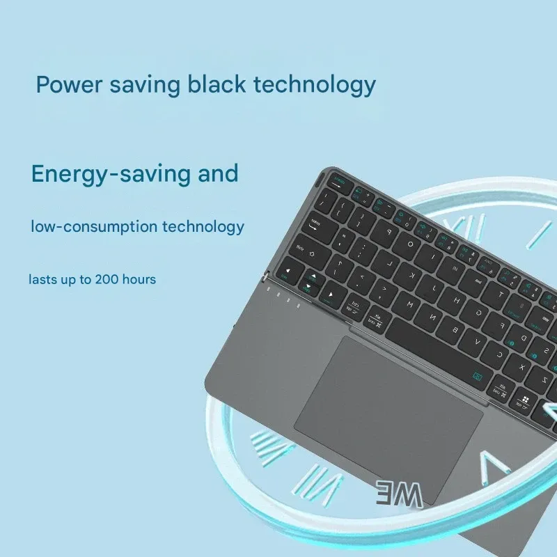 （Tablet not included）Folding Bluetooth Keyboard with Touchpad & Detachable Magnetic Stand for Tablets and Laptops