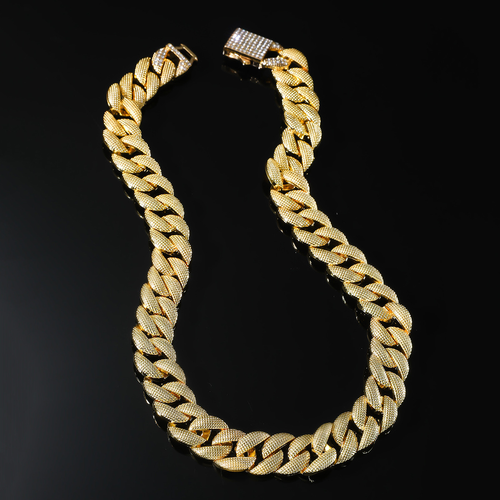 Mens Ice Chain Necklace Hip Hop Gold CZ Miami Cuban Chain Choker