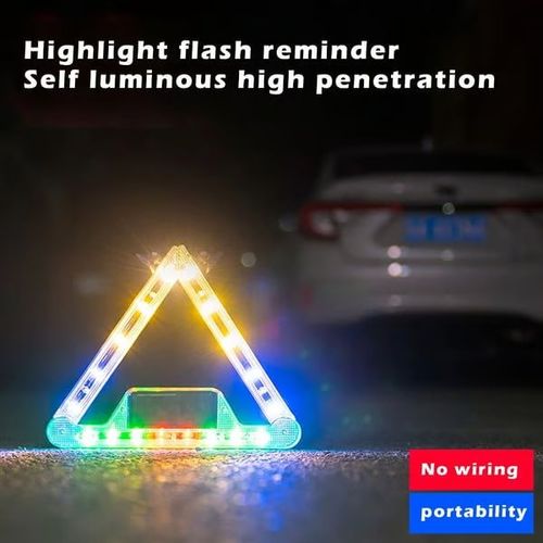 🌀Foldable Solar Powered 🚗Triangular Warning Light