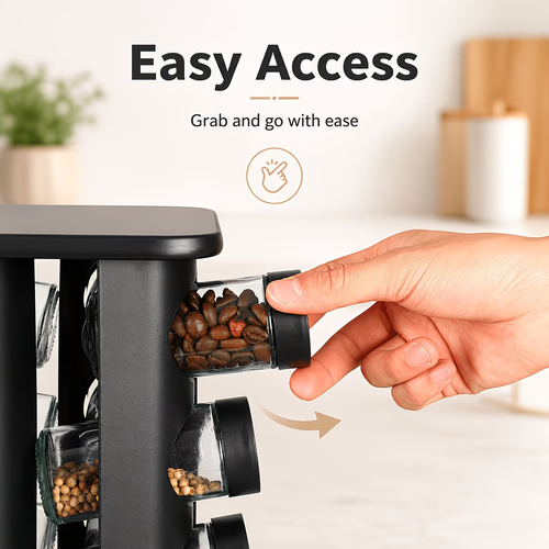 Conjunto de porta-temperos em aço inoxidável com suporte giratório 360 graus