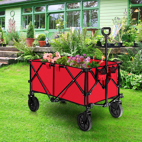 Compact Outdoor Folding Utility Wagon, Black Portable Shopping Cart