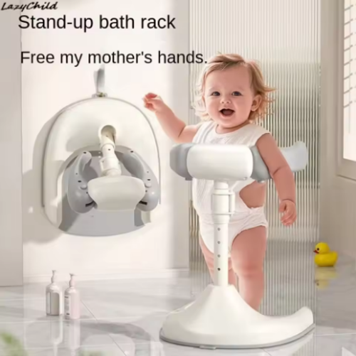 Drainage Holes Baby Shower Rack Secure Bathtub Organizer Armrest Design Anti-Slip Bath Organizer Wash Seat Anti-Skip Base