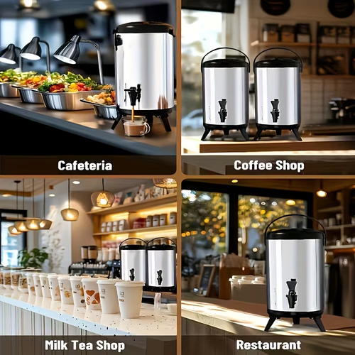 Dispensador Térmico de Bebidas em Aço Inoxidável – Para Água Quente, Café, Chá e Leite – Com Torneira de Bomba – Ideal para Festas (8 L)