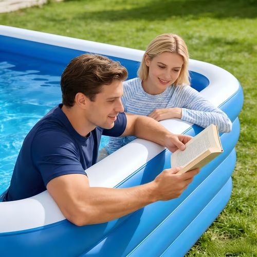 🤳💃🕺 🔎Piscina Insuflável Familiar de 2,6 m – Kit Completo Deluxe (Inclui Bomba Elétrica e Brinquedos Aquáticos Variados)