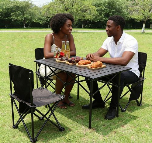 🔥💯Conjunto de mesa e cadeiras para barraca de mercado móvel – Seu parceiro de negócios perfeito!