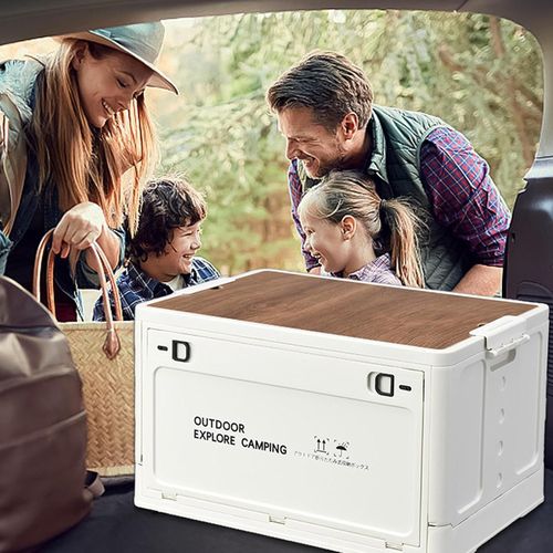 🔥Oferta por tempo limitado - Caixa de armazenamento dobrável para camping com tampa de madeira