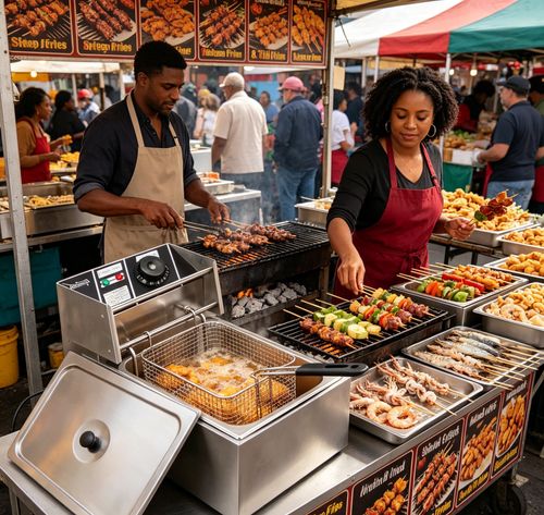 Fritadeira Elétrica Profissional em Aço Inoxidável para Vendas de Rua e Uso Comercial
