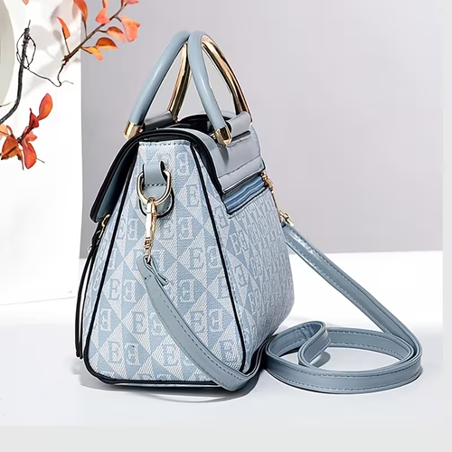 Bolsa de ombro pequena e elegante com estampado moderno